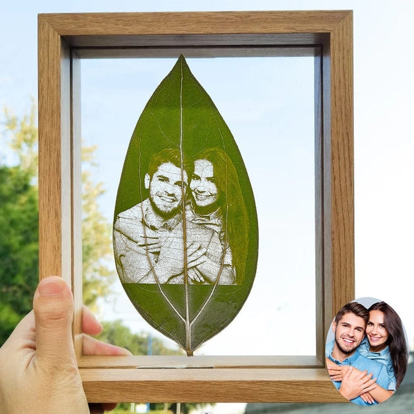 Customized leaf engraving photo for birthday Valentine’s Day gift