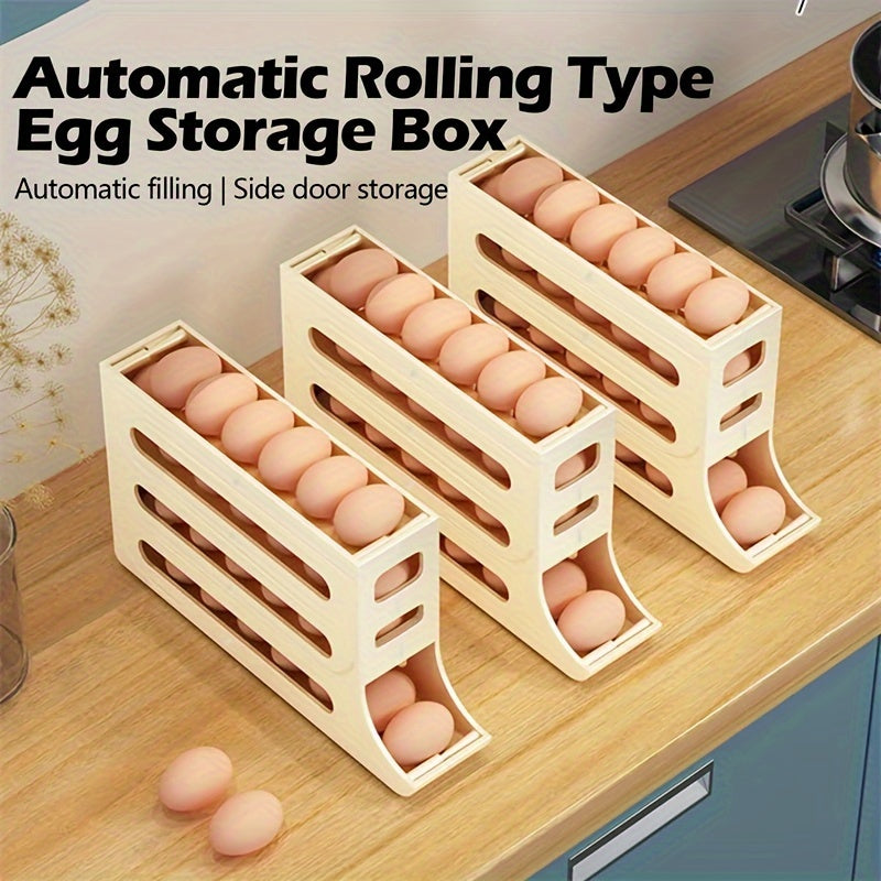 ABS Material Egg Organizer,Automatic Egg Roller Egg Rack Organizer for Refrigerator