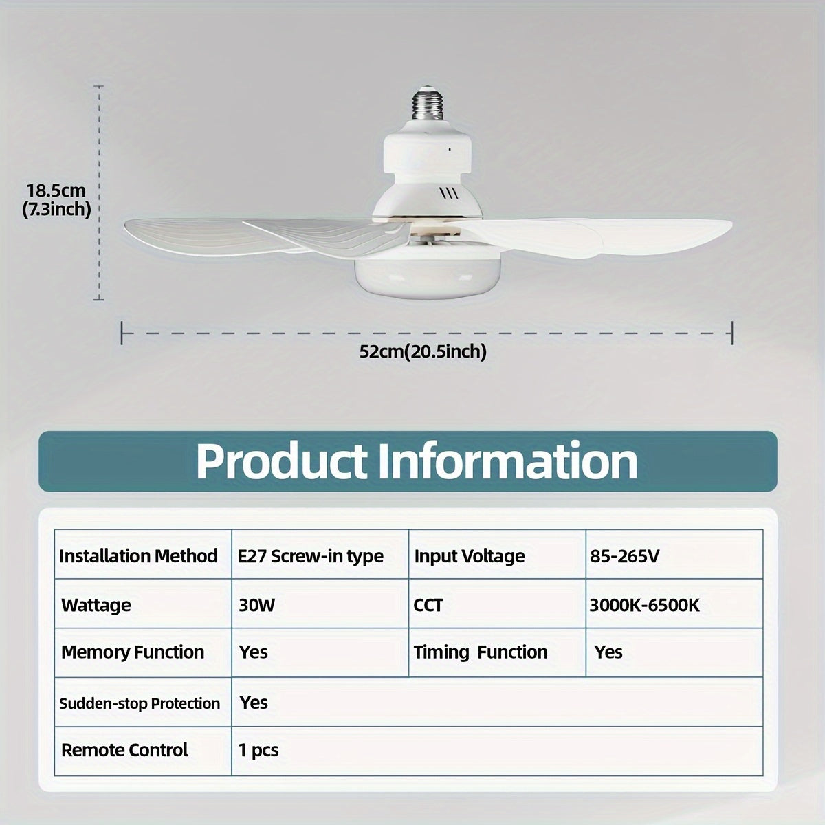 Fan With Light Socket Fan Light Screw Ceiling Fans With Remote E26/E27 Easy Install Ceiling Fan