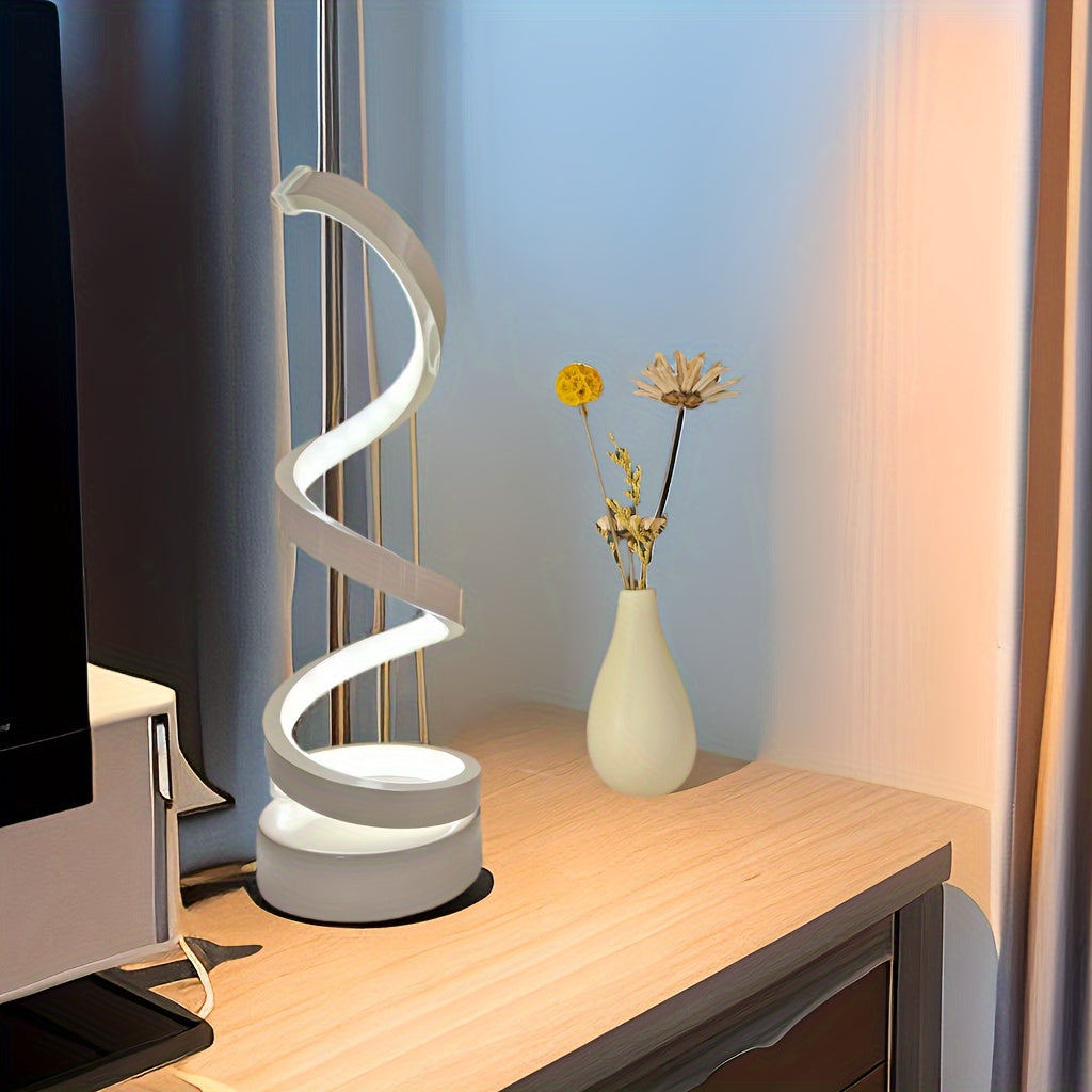 Spiral Table Lamp Bedside Lamp 12W 3 Color Desk Light Home Decor