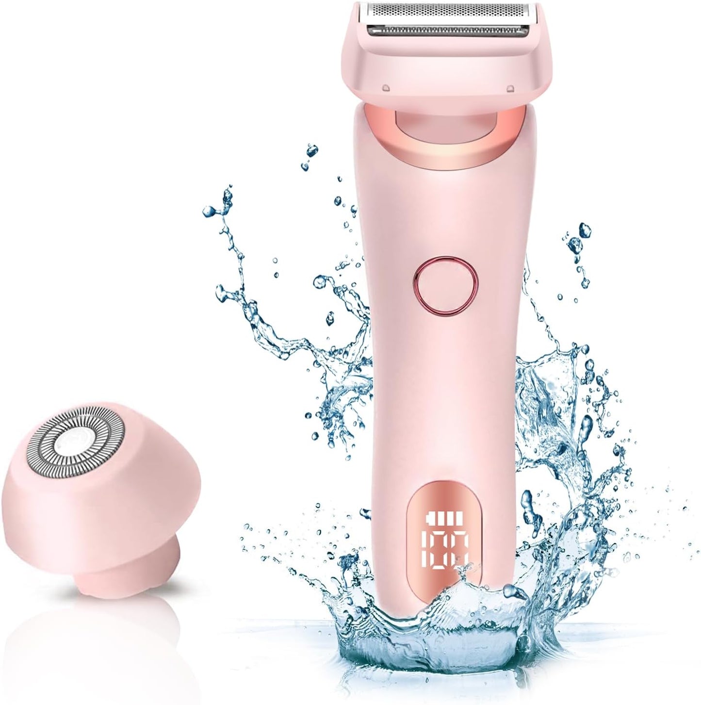 Electric Shaver for Women, Rechargeable 2-in-1 Shaver Cordless Hair Removal for Women with Removable Head, IPX7 Waterproofing, Wet/dry Use