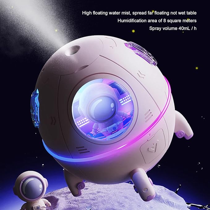 Type-C Space Capsule Humidifier Large Mist Volume Cute Humidifier with Diffuser Night Light