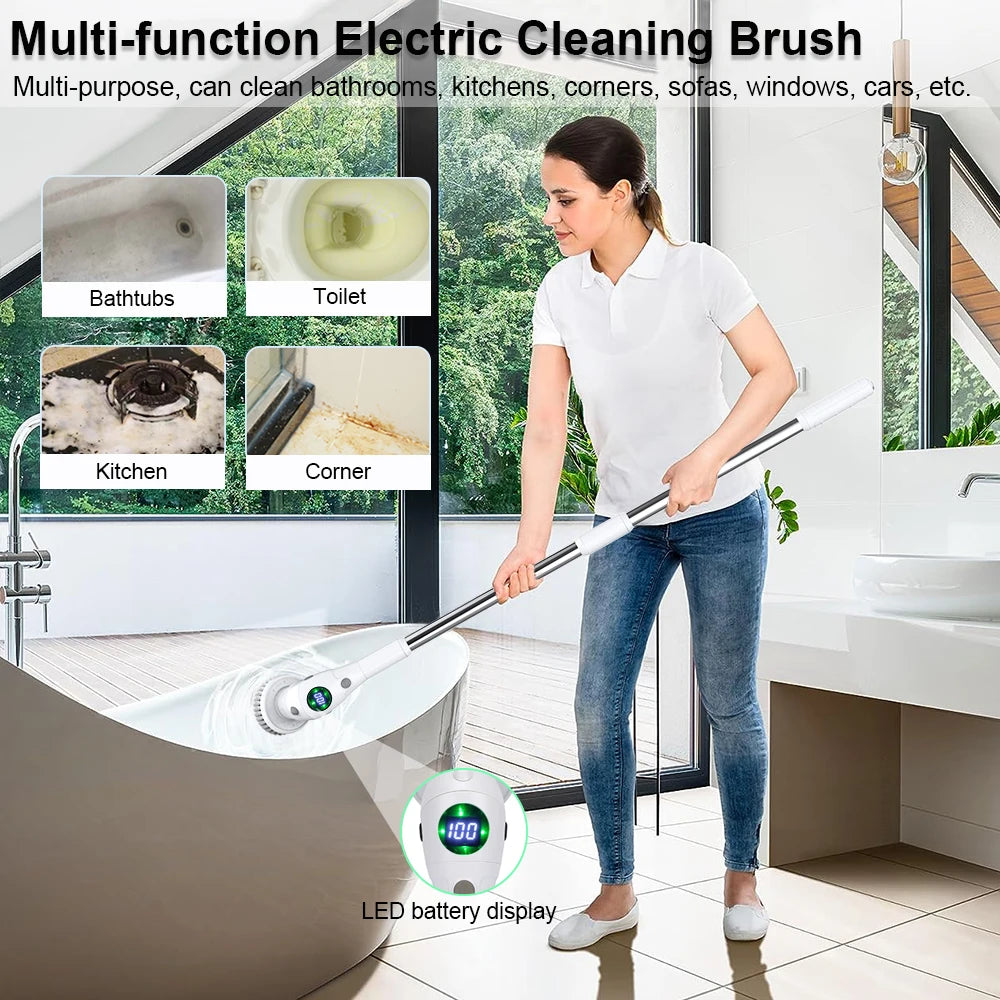 Home Cordless Cleaning Brush 8 in 1 Multi-function Electric Cleaning Brush Rotatable Cleaning Brush