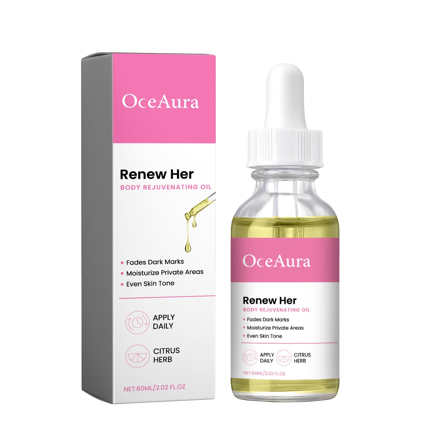 OceAura Body Brightening Oil Repair Dull Skin, Moisturise, Lock in Moisture, Nourish, Whiten, Brighten and Even Out Skin Tone.