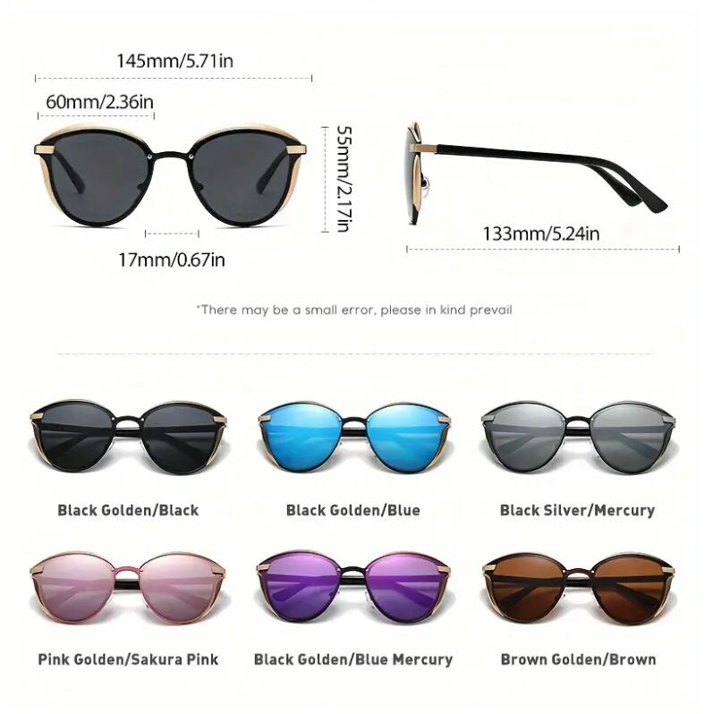 Polarized Cat Eye Sunglasses For Women Mirrored Fashion Metal Frame Sun Shades For Driving Beach Travel best gifts for Mother's Day