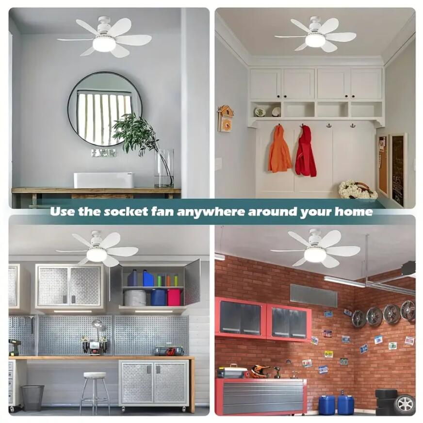 Fan With Light Socket Fan Light Screw Ceiling Fans With Remote E26/E27 Easy Install Ceiling Fan