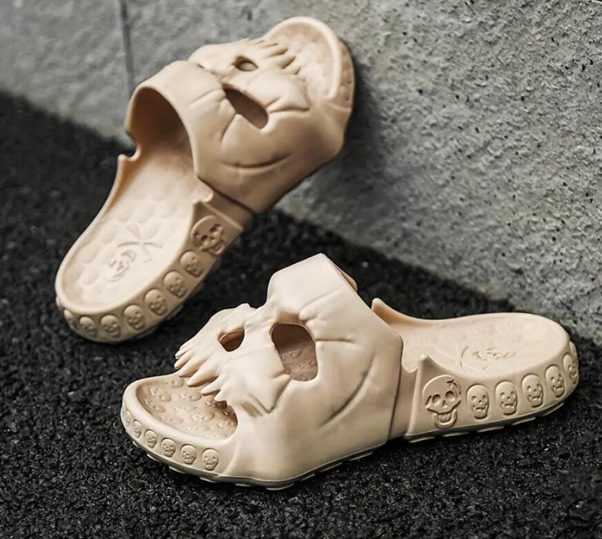 Skull Slides Casual Non Slip Slippers Open Toe Shoes For Indoor Outdoor Beach Shower for men and women