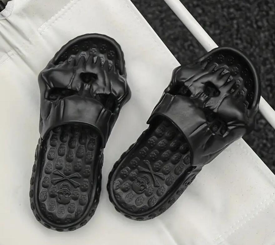 Skull Slides Casual Non Slip Slippers Open Toe Shoes For Indoor Outdoor Beach Shower for men and women