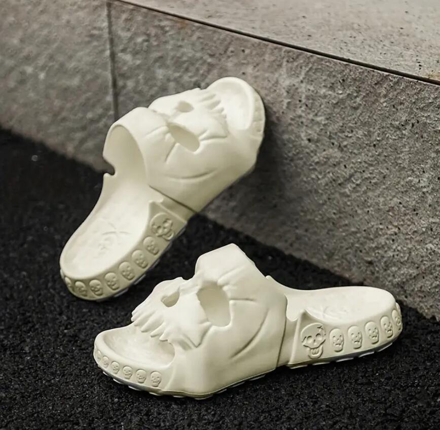 Skull Slides Casual Non Slip Slippers Open Toe Shoes For Indoor Outdoor Beach Shower for men and women