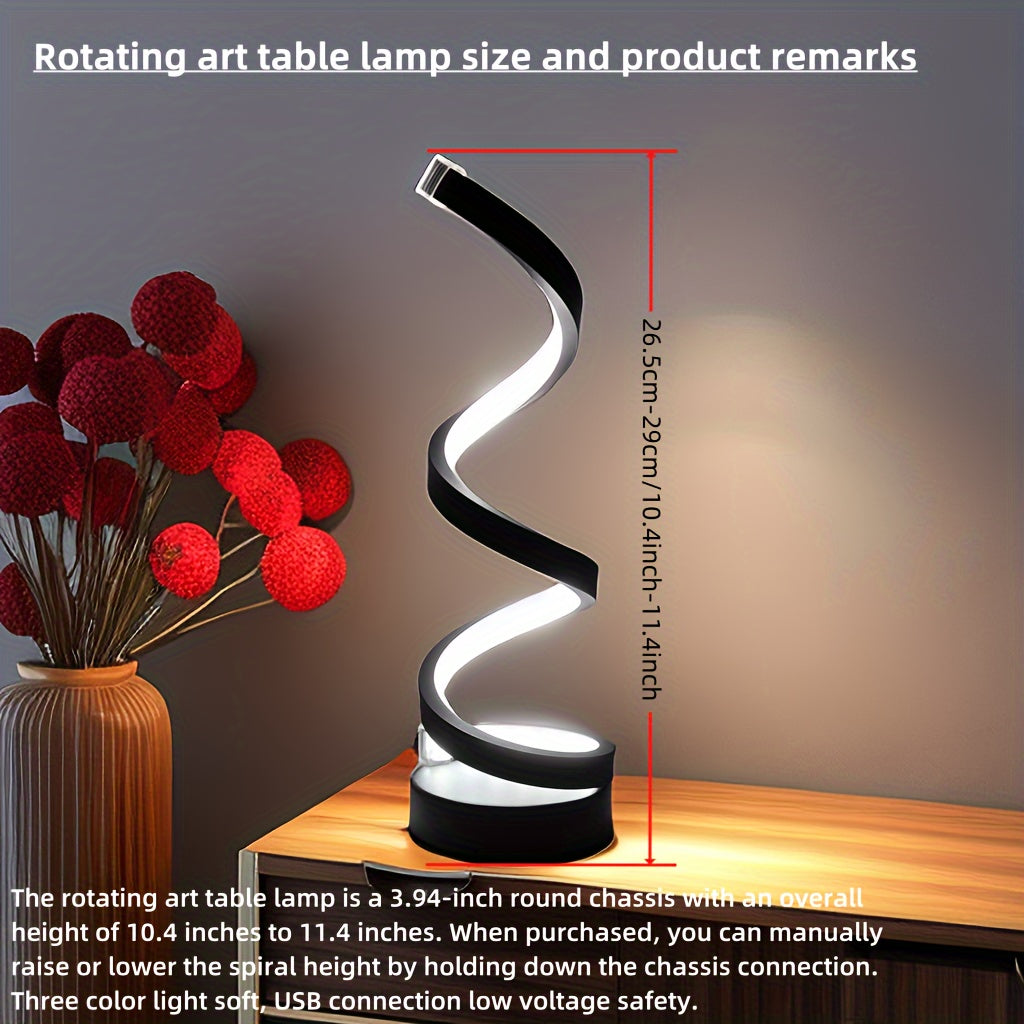 Spiral Table Lamp Bedside Lamp 12W 3 Color Desk Light Home Decor