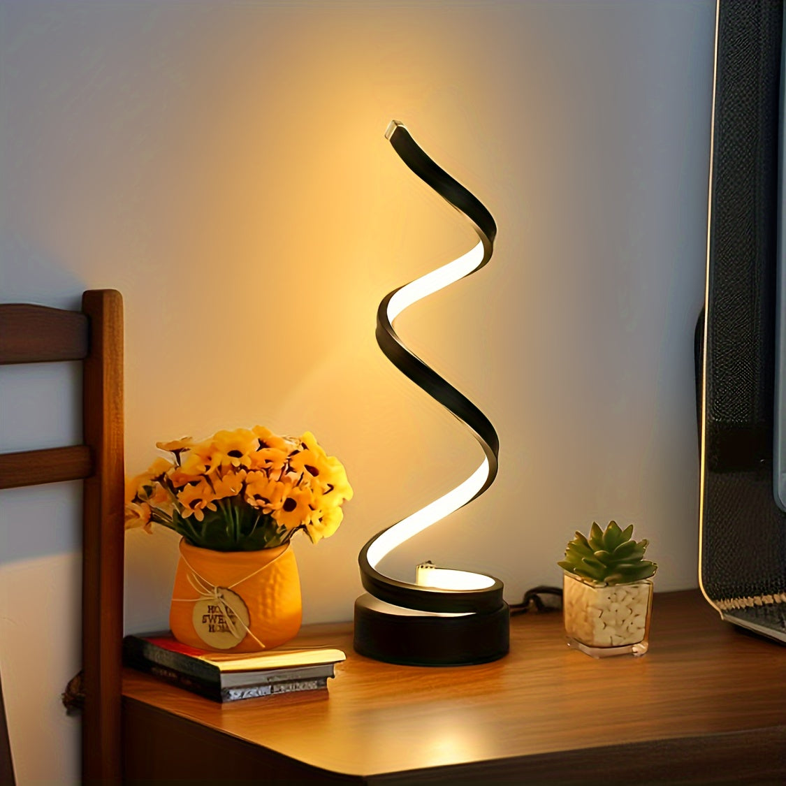 Spiral Table Lamp Bedside Lamp 12W 3 Color Desk Light Home Decor