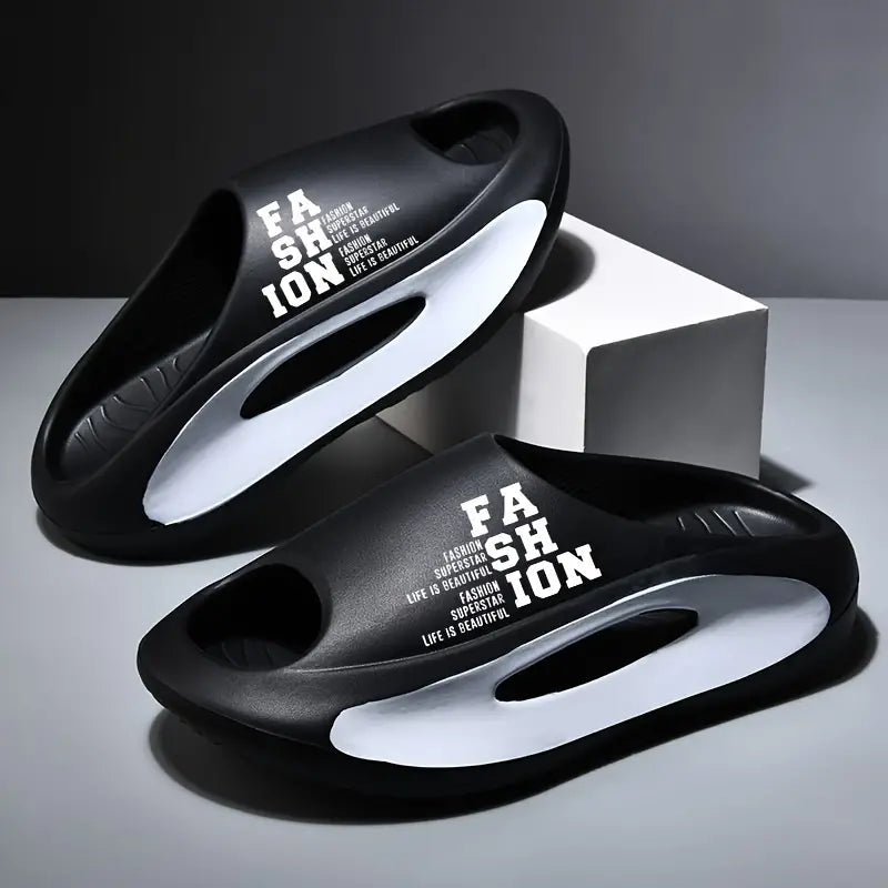 Men's Fashion Slides Open Toe Shoes Casual Non Slip Slippers For Indoor Outdoor Beach Shower