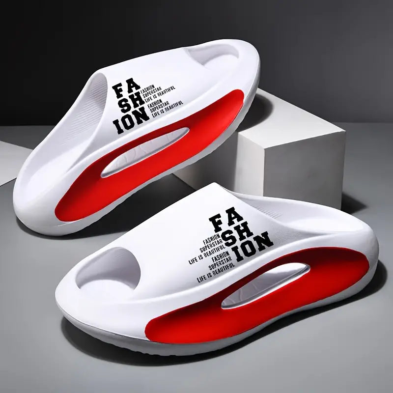 Men's Fashion Slides Open Toe Shoes Casual Non Slip Slippers For Indoor Outdoor Beach Shower