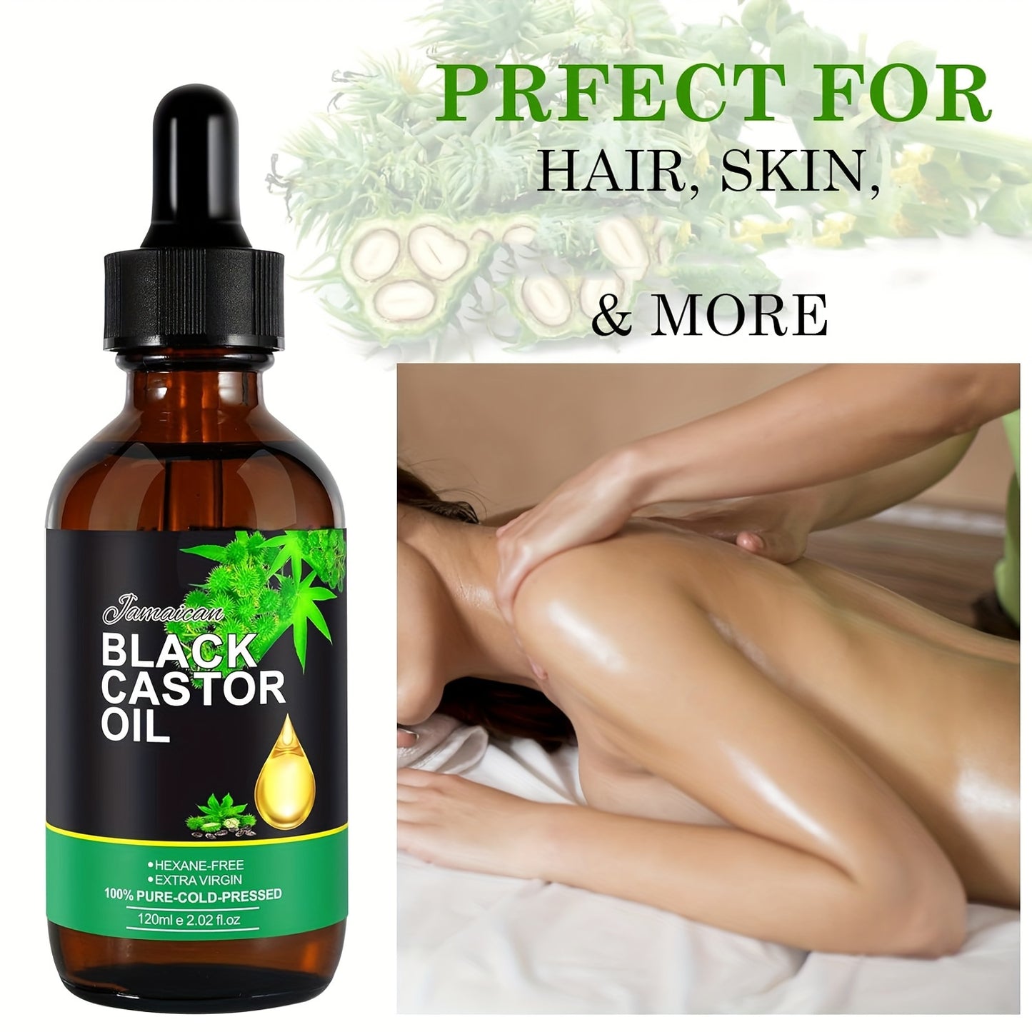 Hypoallergenic Jamaican Black Castor Oil Hair Growth Hydrating Hair & Skin Care Unisex Unscented