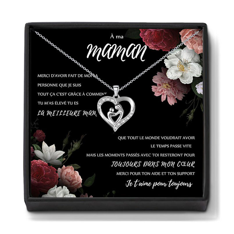 Collier pendentif cœur d'amour mère et enfant en argent Sterling 925 bijoux maman fille cadeaux pour femmes